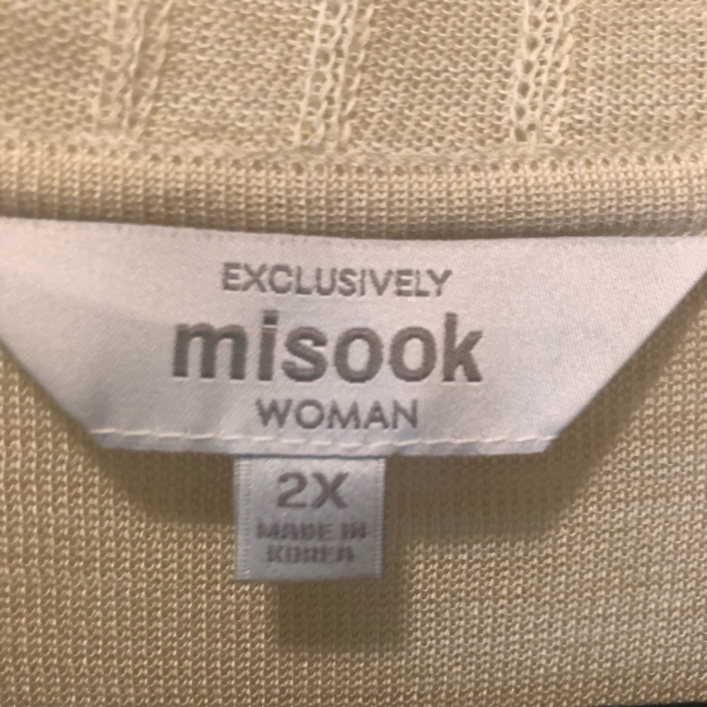 Exclusively Misook Ivory Crochet One Button Knit Cardigan Sweater 2X Grandmacore - Picture 4 of 6